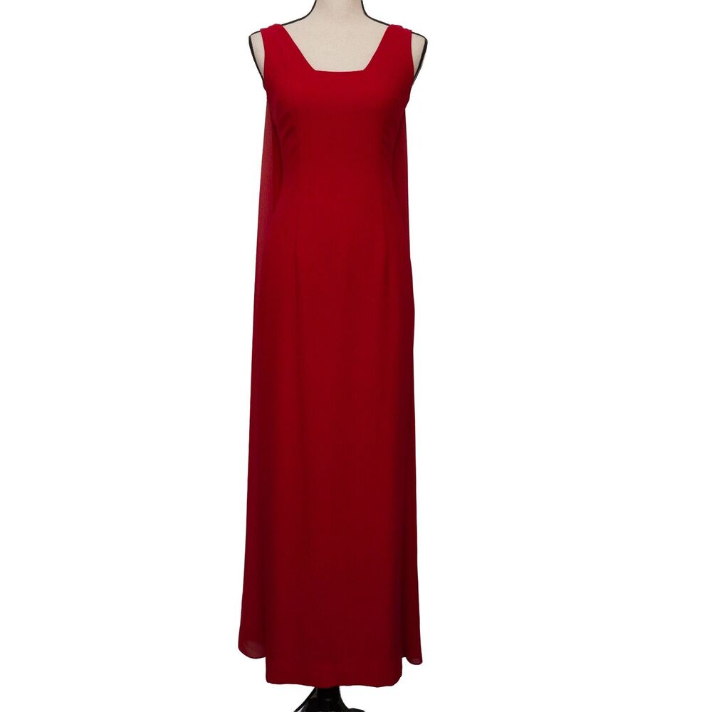 Nicole Miller Red Evening Gown Women’s Size 2‎ Maxi Dress Draped Back USA Made